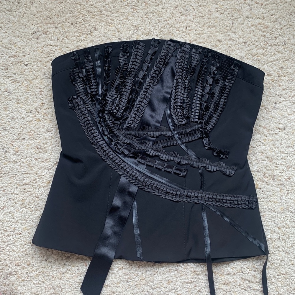 Rinascimento Silk Black Strapless Top Size XL